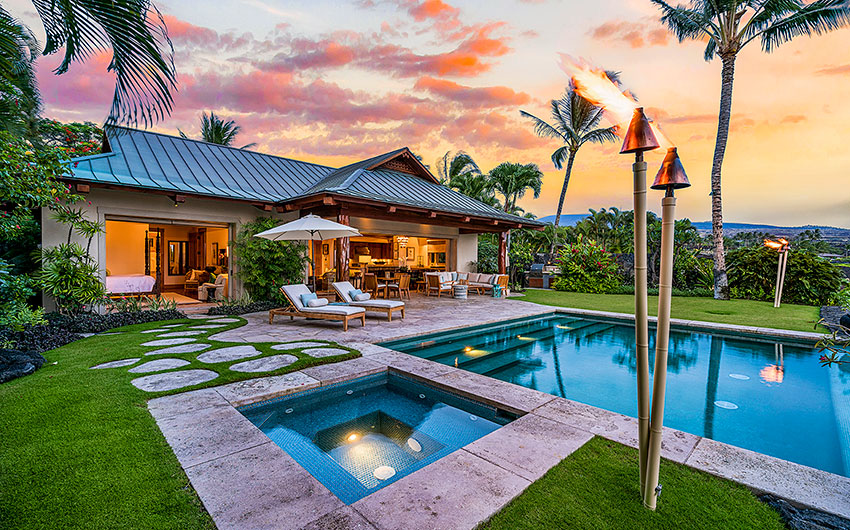 POOL SUNSET, Kukio Villa, Kona, Hawaii